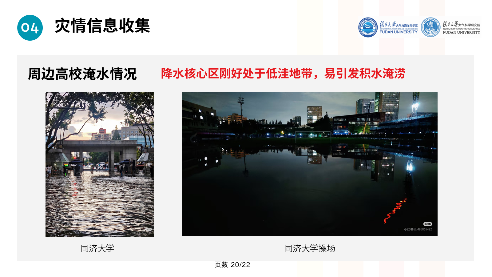同济大学及附近区域积水现场